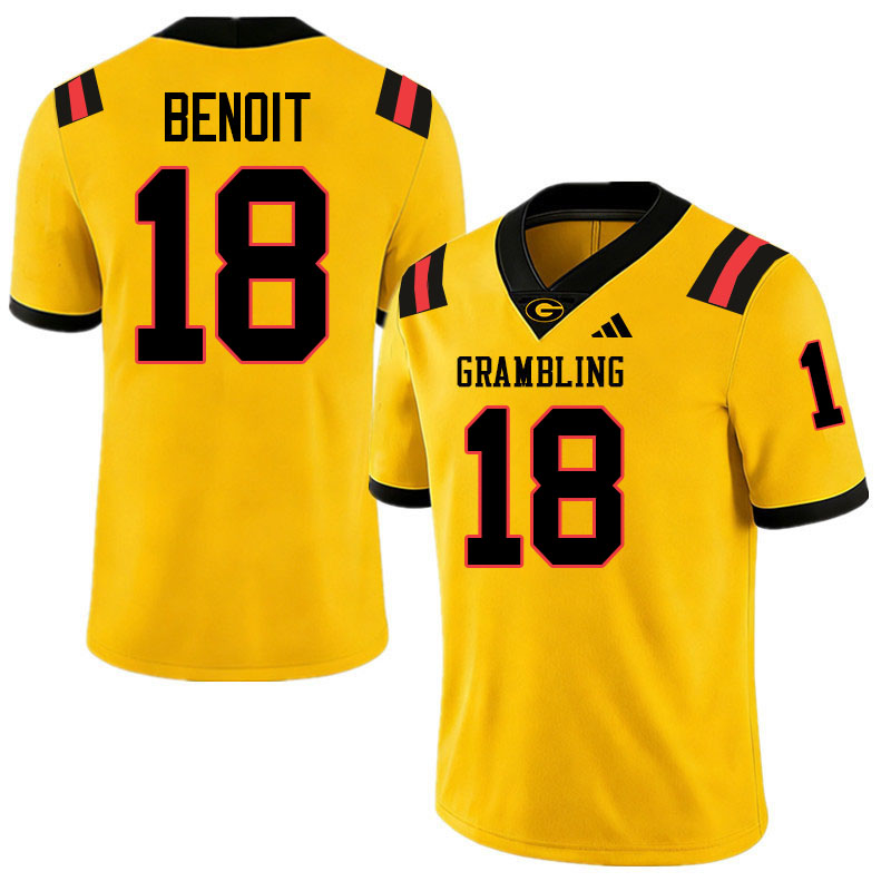 Grambling State Tigers #18 Hayden Benoit College Football Jerseys,Uniforms-Gold